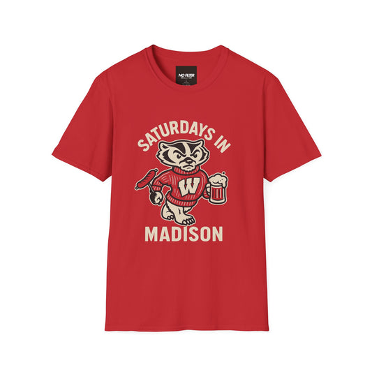 Saturdays in Madison T-Shirt – Vintage Tailgate Mascot Design