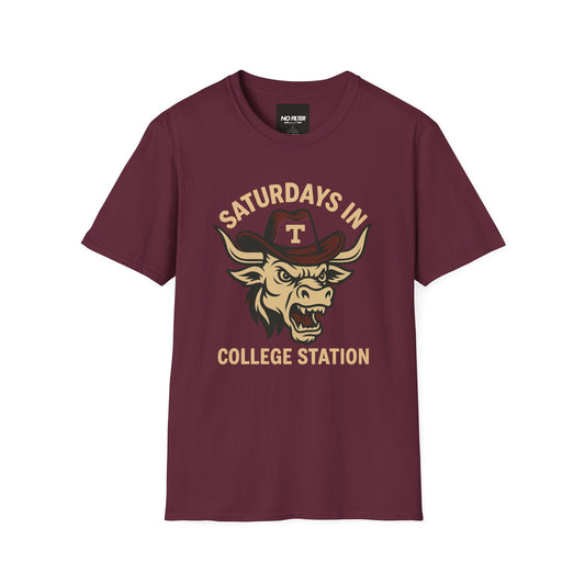 🟤 Saturdays in College Station T-Shirt – Aggie Game Day Graphic Tee