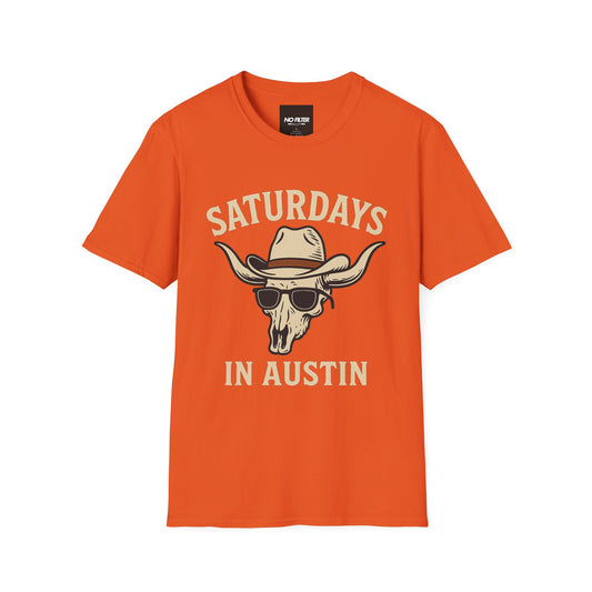 Saturdays in Austin T-Shirt – Vintage Cowboy Skull Graphic
