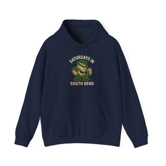 Saturdays in South Bend Hoodie – Retro Leprechaun Irish Football Pullover